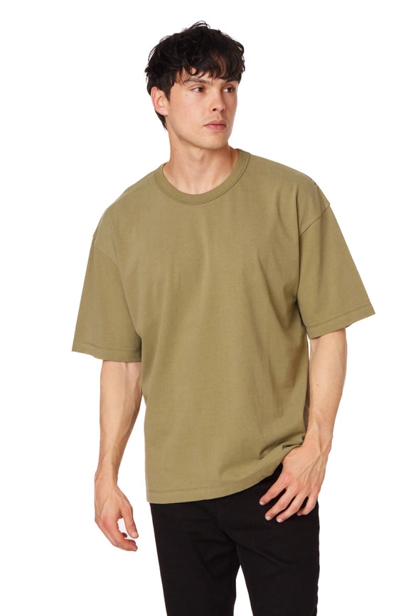 Men's Oversized Cotton Short Sleeve T-Shirt Olive-T-Shirt-Hawk's Bay-S-Olive-Urbanheer