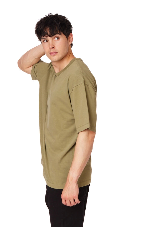 Men's Oversized Cotton Short Sleeve T-Shirt Olive-T-Shirt-Hawk's Bay-S-Olive-Urbanheer