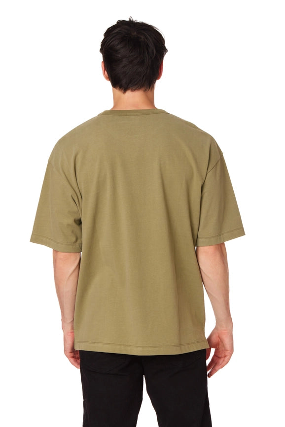 Men's Oversized Cotton Short Sleeve T-Shirt Olive-T-Shirt-Hawk's Bay-S-Olive-Urbanheer