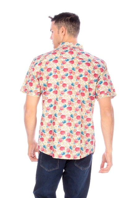 Men's Printed Woven Hawaii Floral Short Sleeve Cotton Shirt ( #45)-Shirt-Hawk's Bay-S-#45-Urbanheer