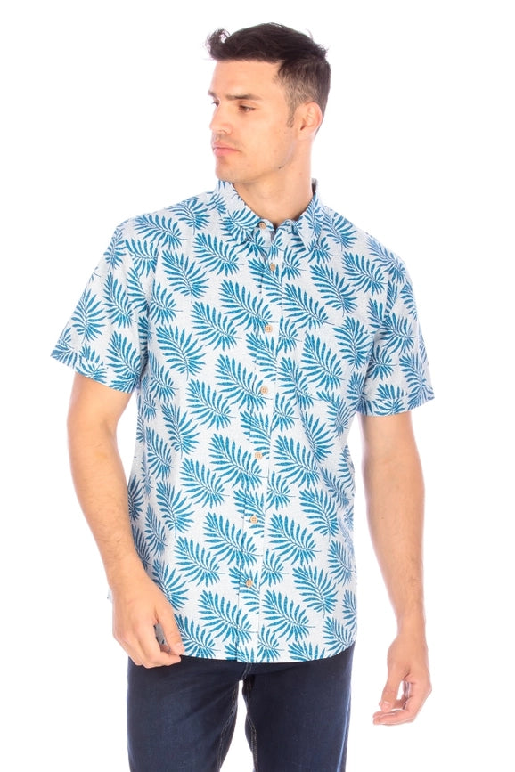 Men's Printed Woven Hawaii Floral Short Sleeve Cotton Shirt ( #55)-Shirt-Hawk's Bay-S-#55-Urbanheer
