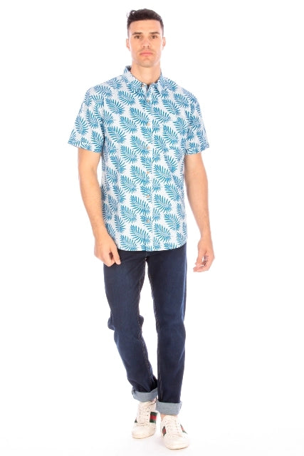 Men's Printed Woven Hawaii Floral Short Sleeve Cotton Shirt ( #55)-Shirt-Hawk's Bay-S-#55-Urbanheer