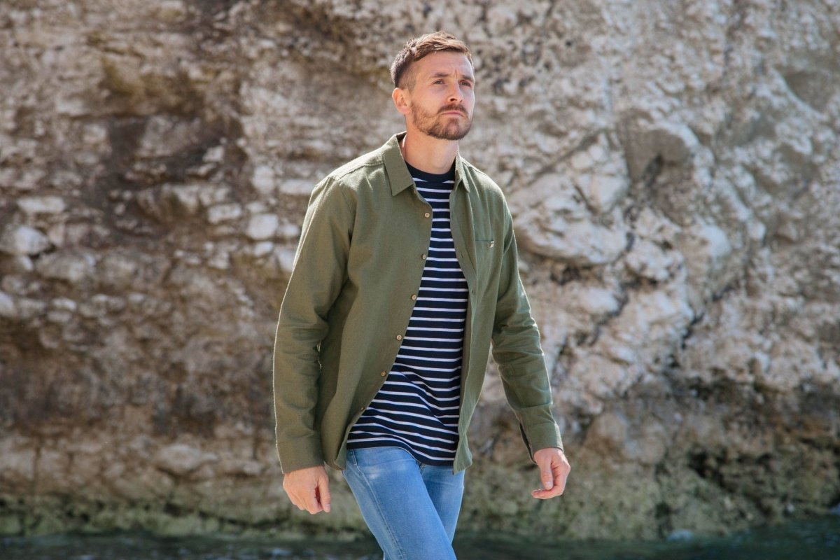 Men's Recycled Organic Flannel Shirt Khaki-Shirt-Rapanui Clothing-S-Khaki-Urbanheer