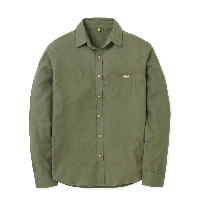 Men's Recycled Organic Flannel Shirt Khaki-Shirt-Rapanui Clothing-S-Khaki-Urbanheer
