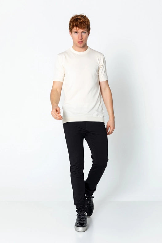 Men's Ribbed Crew-Neck Fitted T-Shirt - Off White