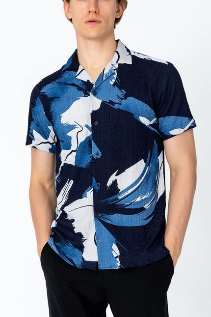 Men'S Short Sleeve Shirt - Blue