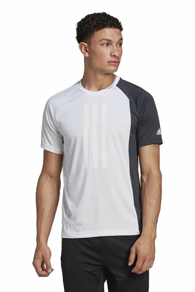 Men’s Short Sleeve T-Shirt Adidas ColourBlock White-Sports | Fitness > Sports material and equipment > Sports t-shirts-Adidas-Urbanheer