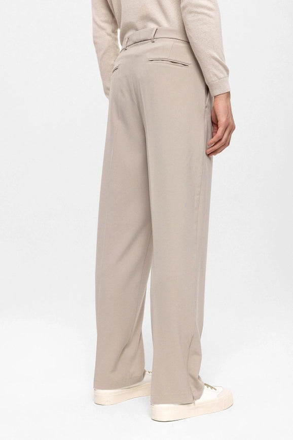 Men's Stone High Waist Zippered Trousers-Trousers-Wessi-S-Stone-Urbanheer