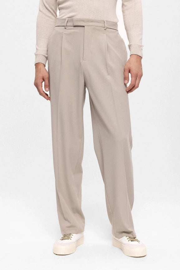 Men's Stone High Waist Zippered Trousers-Trousers-Wessi-S-Stone-Urbanheer