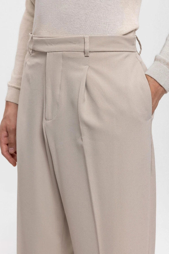 Men's Stone High Waist Zippered Trousers-Trousers-Wessi-S-Stone-Urbanheer