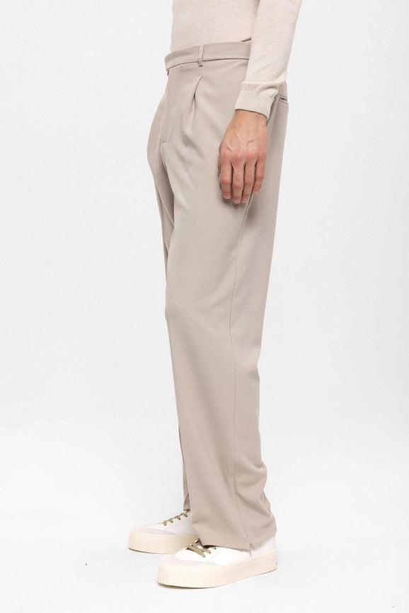 Men's Stone High Waist Zippered Trousers-Trousers-Wessi-S-Stone-Urbanheer