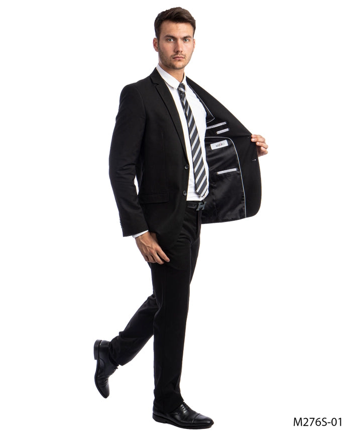 Mens Suit 2PC- Slim Fit Coat & Trousers, Black-Suits-Suits America-34R/28W-Black-Urbanheer