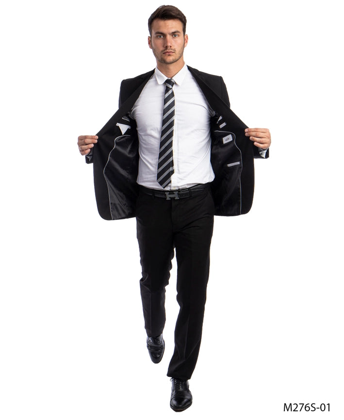 Mens Suit 2PC- Slim Fit Coat & Trousers, Black-Suits-Suits America-34R/28W-Black-Urbanheer