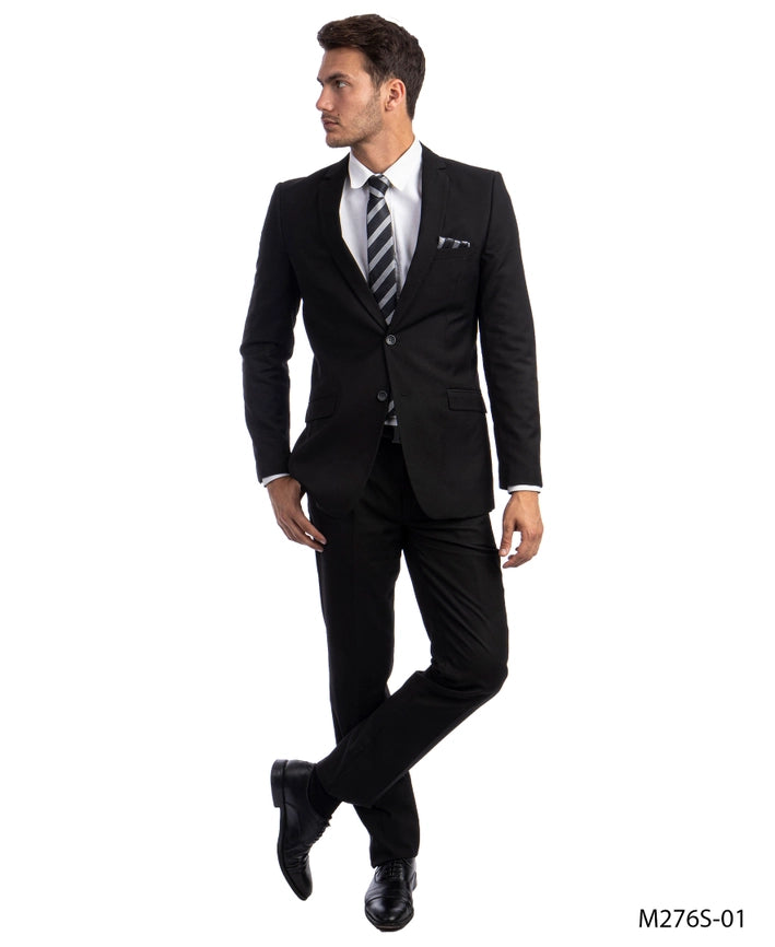 Mens Suit 2PC- Slim Fit Coat & Trousers, Black-Suits-Suits America-34R/28W-Black-Urbanheer