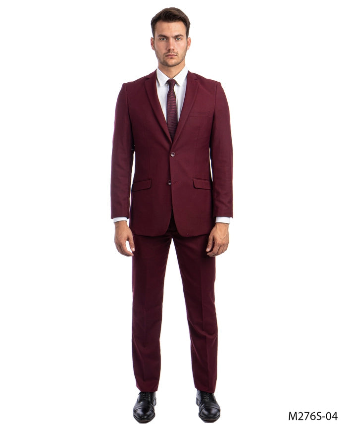 Mens Suit 2PC- Slim Fit Coat & Trousers, Burgundy-Suits-Suits America-34R/28W-Burgundy-Urbanheer