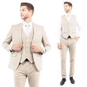 Mens Suit 4-Way Stretch 3pc w/ Expandable Waistband, Tan-Suits-Suits America-34R-Tan-Urbanheer
