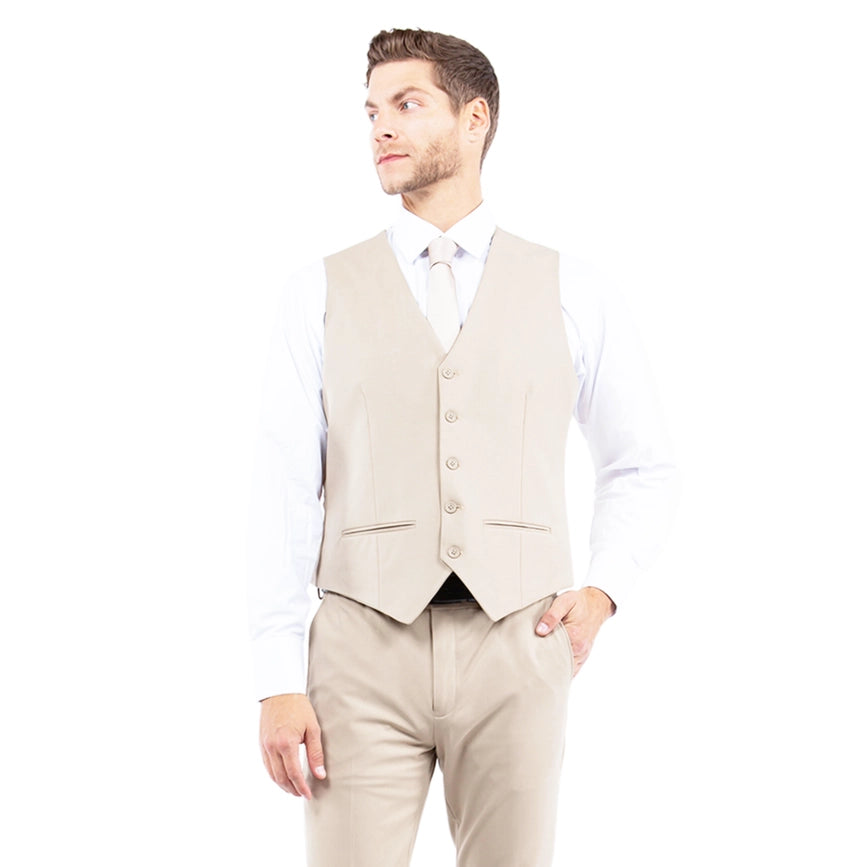 Mens Suit 4-Way Stretch 3pc w/ Expandable Waistband, Tan-Suits-Suits America-34R-Tan-Urbanheer