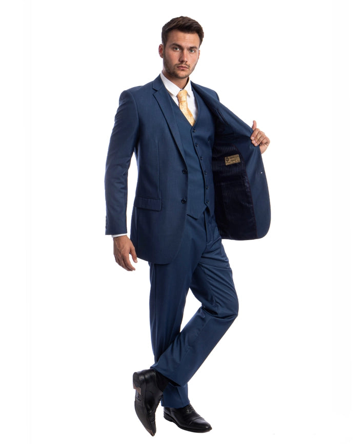Mens Suits, 3-PC Modern Fit,Indigo Blue-Suits-Suits America-38R/32W-Indigo Blue-Urbanheer