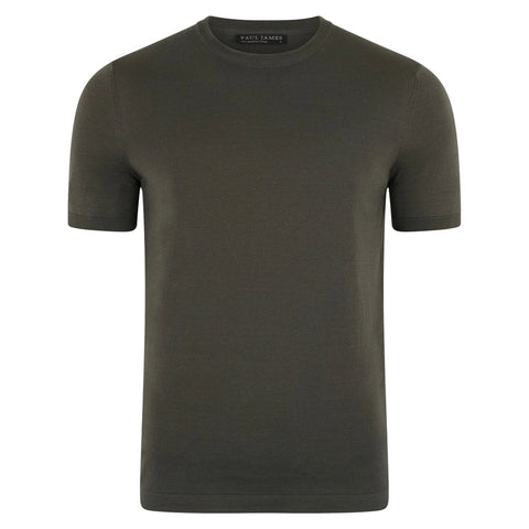 Mens Superfine Mercerised Cotton Knitted T-Shirt Charcoal-T-Shirt-Paul James Knitwear-S-Charcoal-Urbanheer