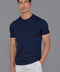 Mens Superfine Mercerised Cotton Knitted T-Shirt Navy-T-Shirt-Paul James Knitwear-S-Navy-Urbanheer