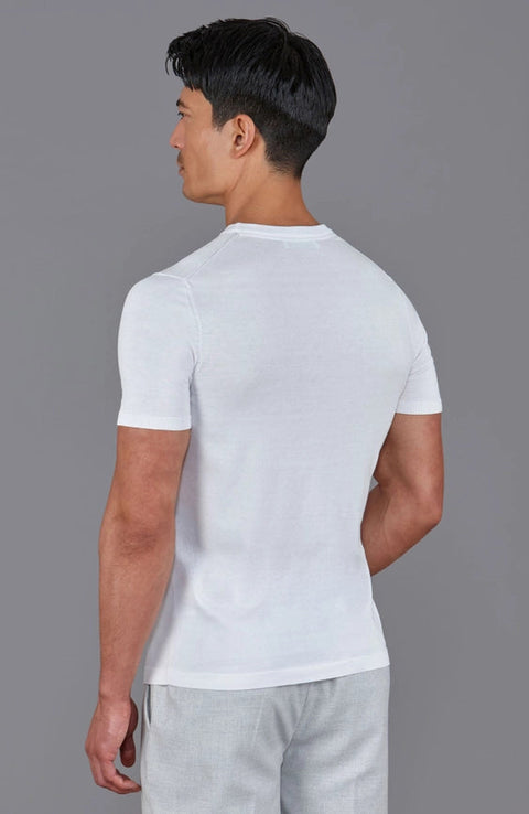 Mens Superfine Mercerised Cotton Knitted T-Shirt White-T-Shirt-Paul James Knitwear-S-White-Urbanheer