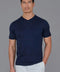 Mens Superfine Mercerised Cotton V Neck Knitted T-Shirt Navy-T-Shirt-Paul James Knitwear-S-Navy-Urbanheer
