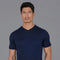 Mens Superfine Mercerised Cotton V Neck Knitted T-Shirt Navy-T-Shirt-Paul James Knitwear-S-Navy-Urbanheer