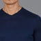 Mens Superfine Mercerised Cotton V Neck Knitted T-Shirt Navy-T-Shirt-Paul James Knitwear-S-Navy-Urbanheer