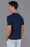 Mens Superfine Mercerised Cotton V Neck Knitted T-Shirt Navy-T-Shirt-Paul James Knitwear-S-Navy-Urbanheer