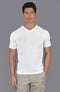 Mens Superfine Mercerised Cotton V Neck Knitted T-Shirt White-T-Shirt-Paul James Knitwear-S-White-Urbanheer