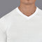 Mens Superfine Mercerised Cotton V Neck Knitted T-Shirt White-T-Shirt-Paul James Knitwear-S-White-Urbanheer