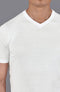 Mens Superfine Mercerised Cotton V Neck Knitted T-Shirt White-T-Shirt-Paul James Knitwear-S-White-Urbanheer