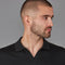 Mens Superfine Merino Silk Buttonless Polo Shirt Black-Polo Shirt-Paul James Knitwear-S-Urbanheer