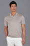 Mens Superfine Merino Silk Buttonless Polo Shirt Taupe-Polo Shirt-Paul James Knitwear-M-Urbanheer
