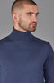 Mens Superfine Merino Silk Roll Neck Jumper Slate Blue-Jumper-Paul James Knitwear-S-Urbanheer