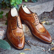 Men's Tan Brown Leather Slip Toe Oxford Shoes-Shoes - Men-The Royale Leather-US 6/ UK 5.5/ EUR 39-Urbanheer