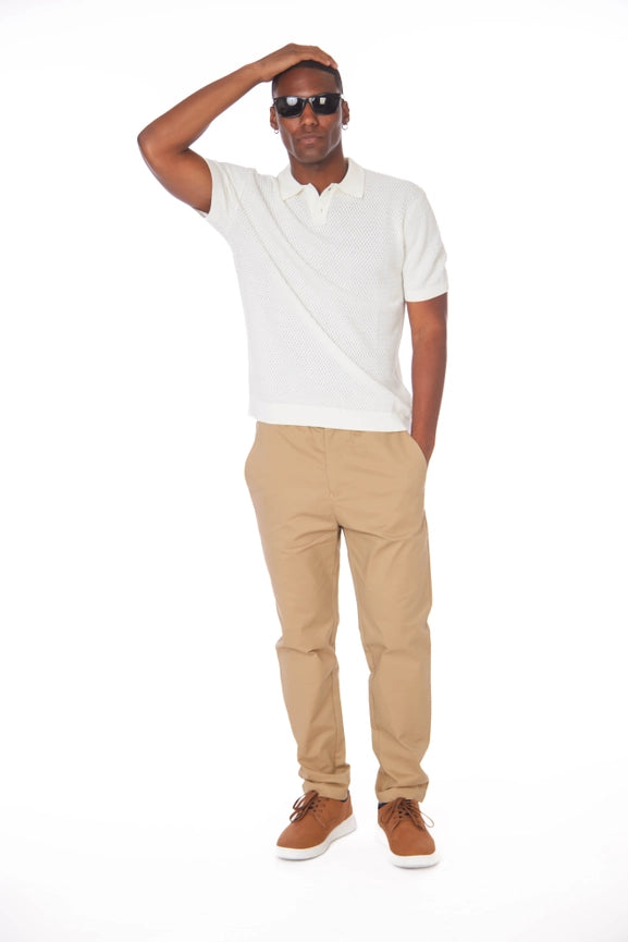 Men's Textured Polo Shirt ( S2300102) (Beige)-Shirt-Hawk's Bay-S-Urbanheer