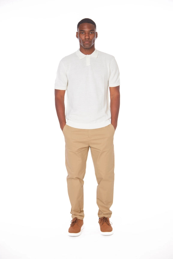 Men's Textured Polo Shirt ( S2300102) (Beige)-Shirt-Hawk's Bay-S-Urbanheer