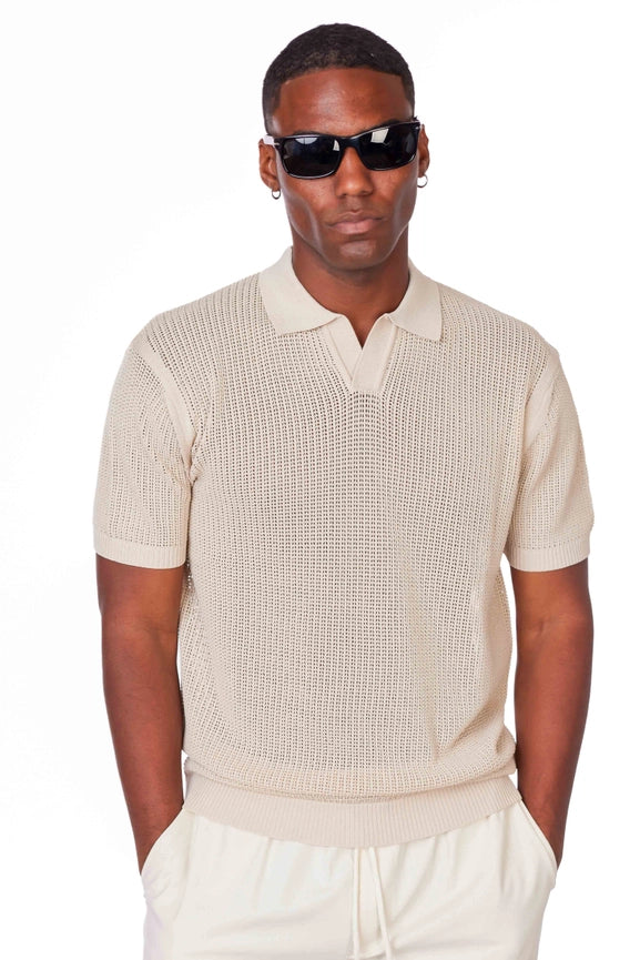 Men's Textured Polo Shirt (S40920) (Beige)-Shirt-Hawk's Bay-M-Urbanheer