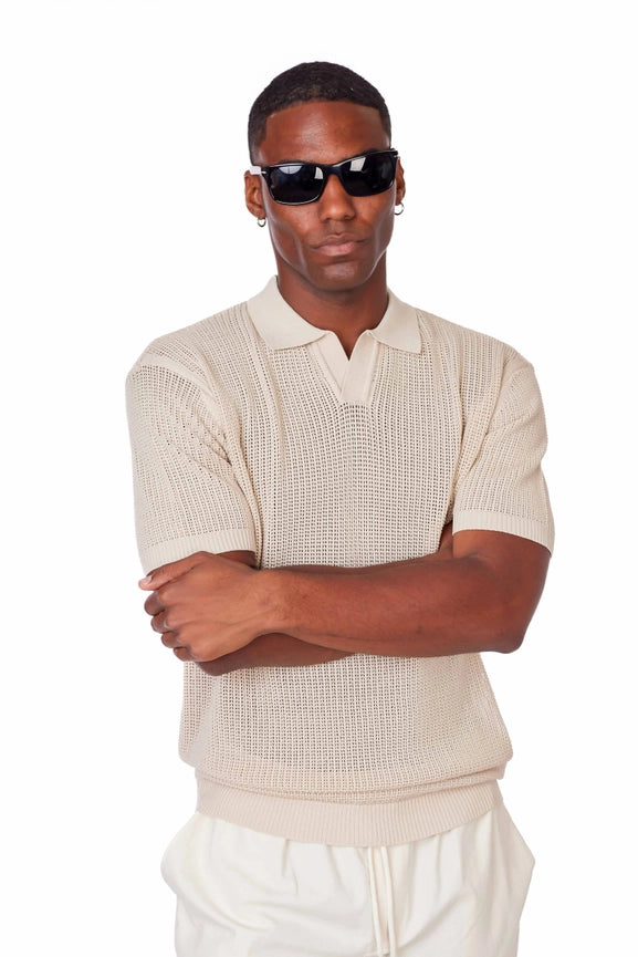 Men's Textured Polo Shirt (S40920) (Beige)-Shirt-Hawk's Bay-M-Urbanheer