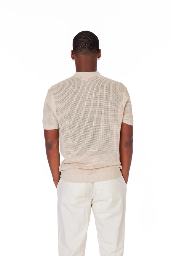 Men's Textured Polo Shirt (S40920) (Beige)-Shirt-Hawk's Bay-M-Urbanheer