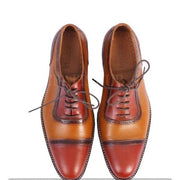 Men's Two Tone Brown Leather Oxford Shoes-Shoes - Men-The Royale Leather-US 6/ UK 5.5/ EUR 39-Urbanheer