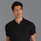 Mens Ultra Fine Cotton Buttonless Polo Shirt Black-Polo Shirt-Paul James Knitwear-L-Black-Urbanheer