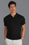 Mens Ultra Fine Cotton Buttonless Polo Shirt Black-Polo Shirt-Paul James Knitwear-L-Black-Urbanheer