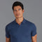 Mens Ultra Fine Cotton Buttonless Polo Shirt Blue Melange-Polo Shirt-Paul James Knitwear-S-Bluestone-Urbanheer