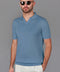 Mens Ultra Fine Cotton Buttonless Polo Shirt Bluestone-Polo Shirt-Paul James Knitwear-S-Bluestone-Urbanheer