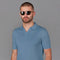 Mens Ultra Fine Cotton Buttonless Polo Shirt Bluestone-Polo Shirt-Paul James Knitwear-S-Bluestone-Urbanheer