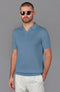Mens Ultra Fine Cotton Buttonless Polo Shirt Bluestone-Polo Shirt-Paul James Knitwear-S-Bluestone-Urbanheer