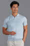 Mens Ultra Fine Cotton Buttonless Polo Shirt Chalk Blue-Polo Shirt-Paul James Knitwear-XXL-Chalk Blue-Urbanheer