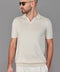 Mens Ultra Fine Cotton Buttonless Polo Shirt Ecru-Polo Shirt-Paul James Knitwear-S-Ecru-Urbanheer